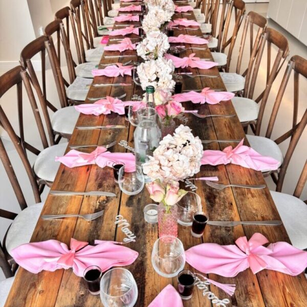 Acrylic Place Names with pink bows