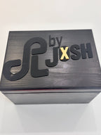 Black keepsake box with 'by JXSH' branding on a white background