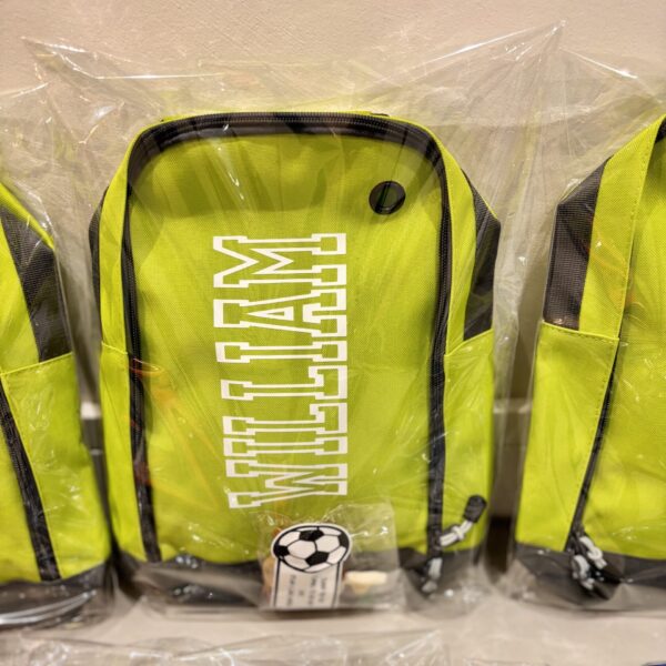 Yellow boot bag with 'WILLY' branding on a clear background