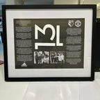 Framed speech gift with text and images on a white surface with acrylic