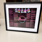 Framed speech gift with 'Annie' design and text on a white surface with acrylic