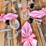 Acrylic Place Names with large pink bows and napkins
