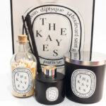 Diptyque-style diffuser, candle and matchbox gift set.