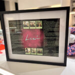 Framed speech gift of a collage with text and images.