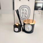 Personalised 'Harris' candle and diffuser set with a branded backdrop