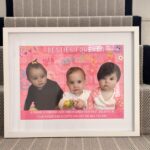 Framed speech gift with photos of three children with 'Besties Forever' text on a pink background with no acrylic.